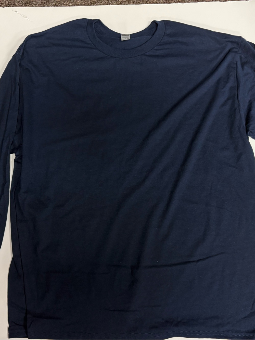 Gildan DryBlend Mens Navy Blue Long Sleeve Crewneck T-Shirt XL Solid Basic